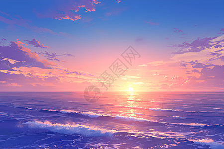 夕阳余晖下的海洋图片