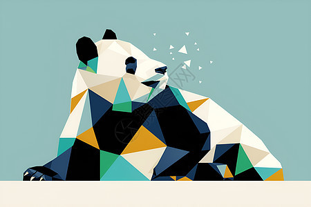几何元素熊猫图片