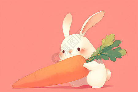 抱着胡萝卜的动物兔子图片