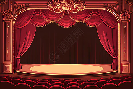 戏剧舞台上的红色帷幕图片