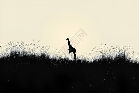 长颈鹿站在草地上图片
