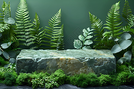 绿色岩石展台图片
