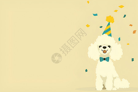 白色贵宾犬庆生派对图片