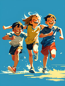 阳光下的快乐奔跑的孩子们图片