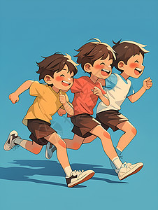 奔跑的三个孩子图片