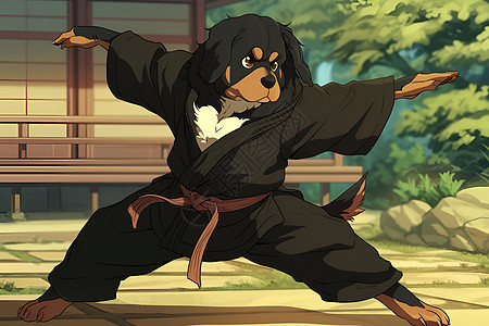 武道犬练习的插画图片
