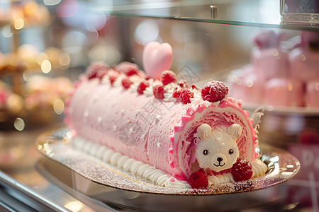美味的粉色蛋糕图片