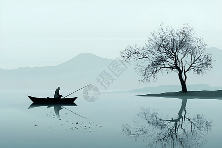 钓鱼的老翁插画图片下载-正版图片601906124-摄图网