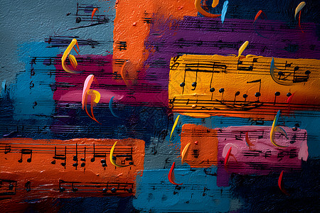 音乐符号与音符的抽象艺术画作插画图片下载-正版图片602446186-摄图网