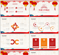 中国风红色喜庆新年工作总结PPT模板ppt文档