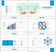 清新手绘风格月度总结PPT模板ppt文档