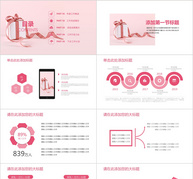 粉色礼盒工作报告PPT模板ppt文档