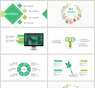小清新绿色植物系工作计划书PPT模板ppt文档