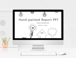 创意黑白手绘工作报告PPT模版
