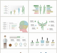 薄荷绿人物剪影信息可视化图表集ppt文档