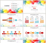 酷炫彩色颜料喷溅背景工作总结PPT模板ppt文档