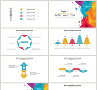炫酷多彩几何扁平化商务汇报PPT模板ppt文档