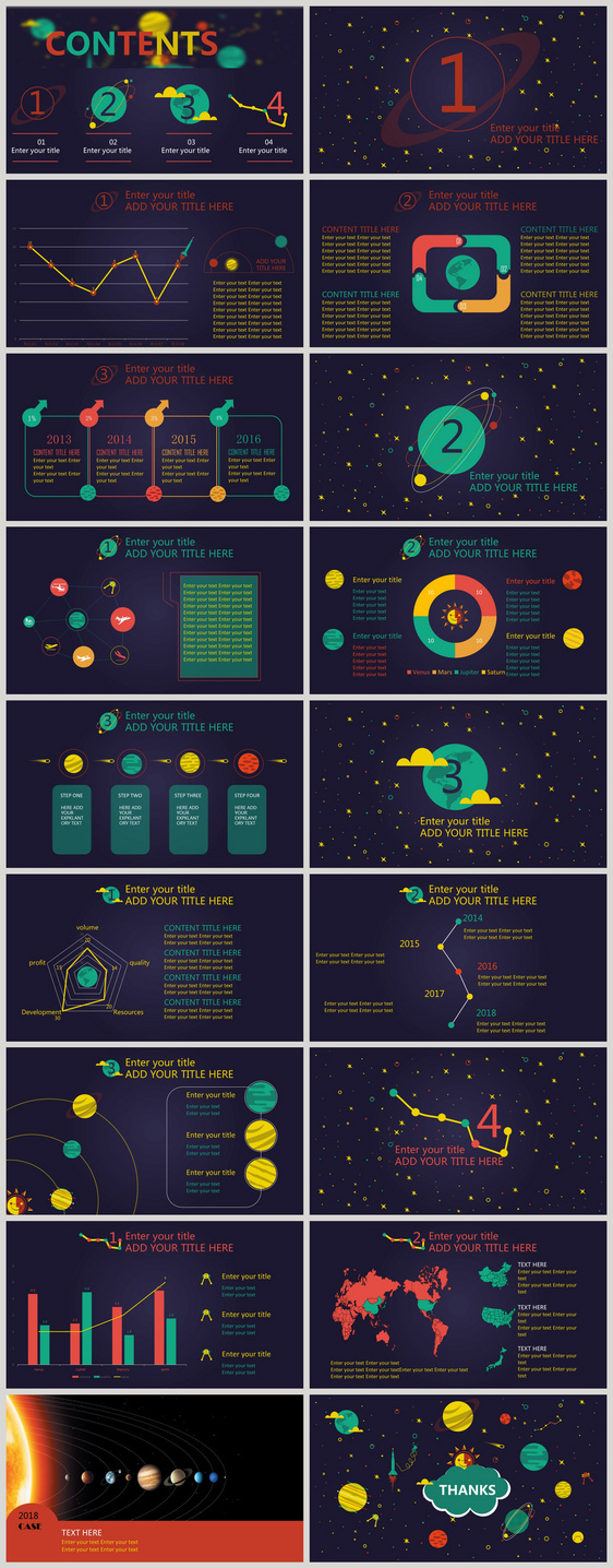 Enterprise cartoon report summary plan PPT template