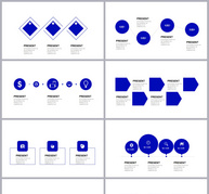深蓝并列化信息图标合集ppt文档