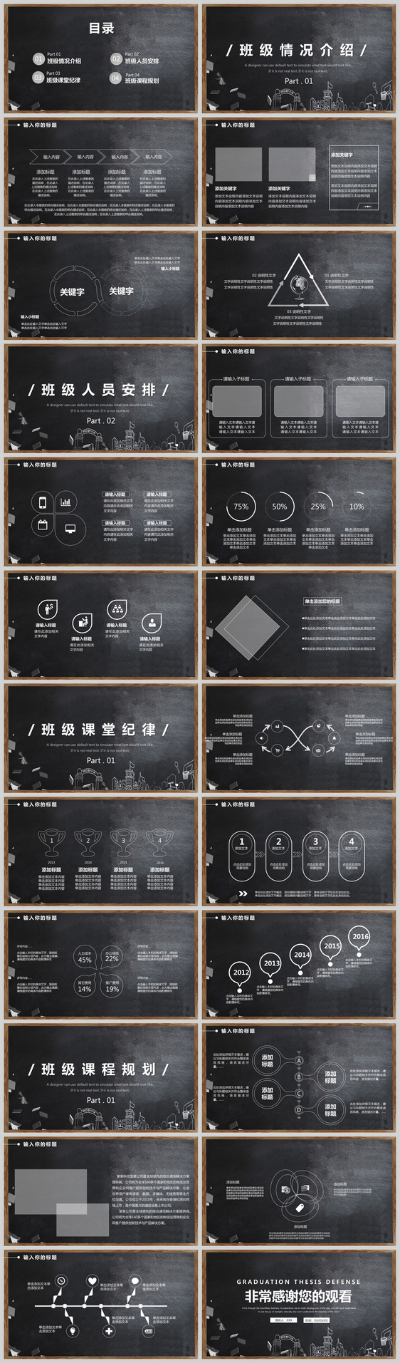 黑板风班级情况介绍PPT模板