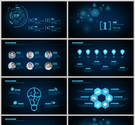蓝色荧光科技风工作总结报告ppt模板ppt文档