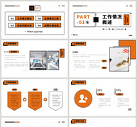 橙色简约第三季度工作总结PPT模板ppt文档