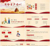 安全生产培训安全人物红色中国风PPT模板ppt文档