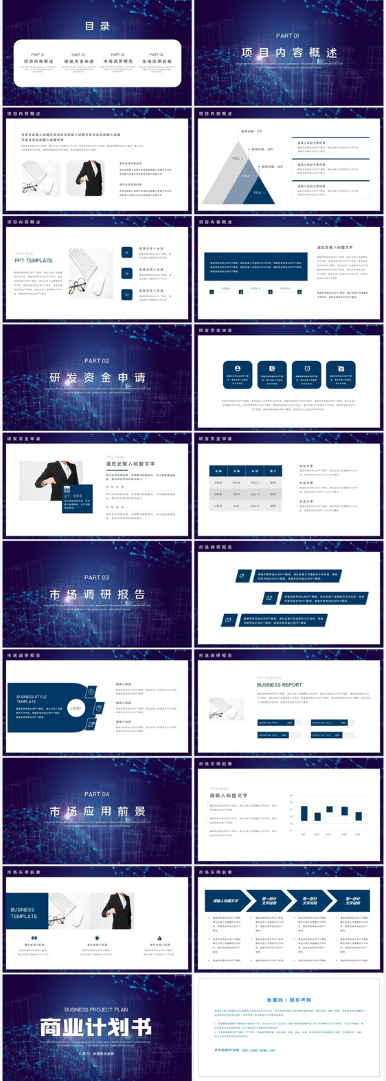 蓝色商务风商业项目计划书PPT模板