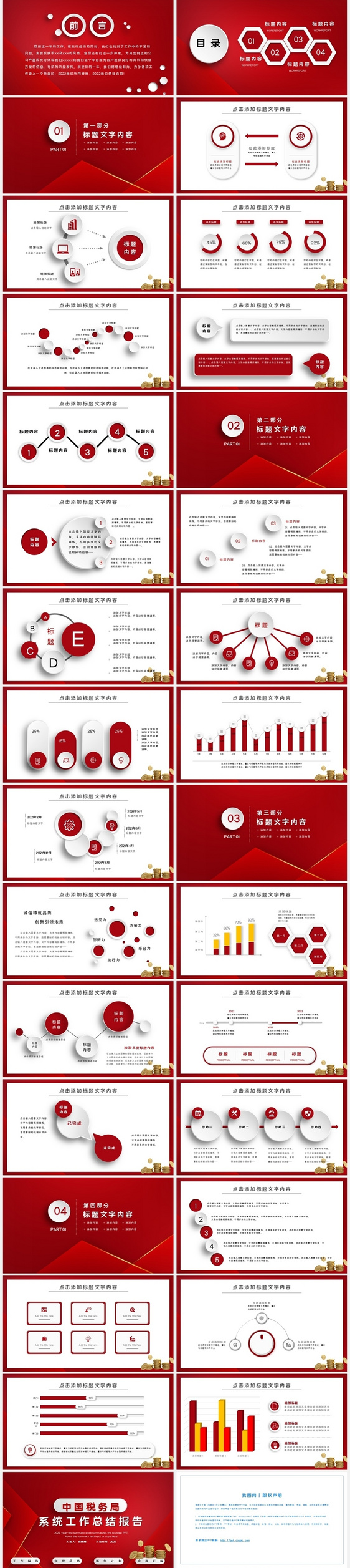 红色大气微粒体中国税务局系统工作总结报告PPT模板