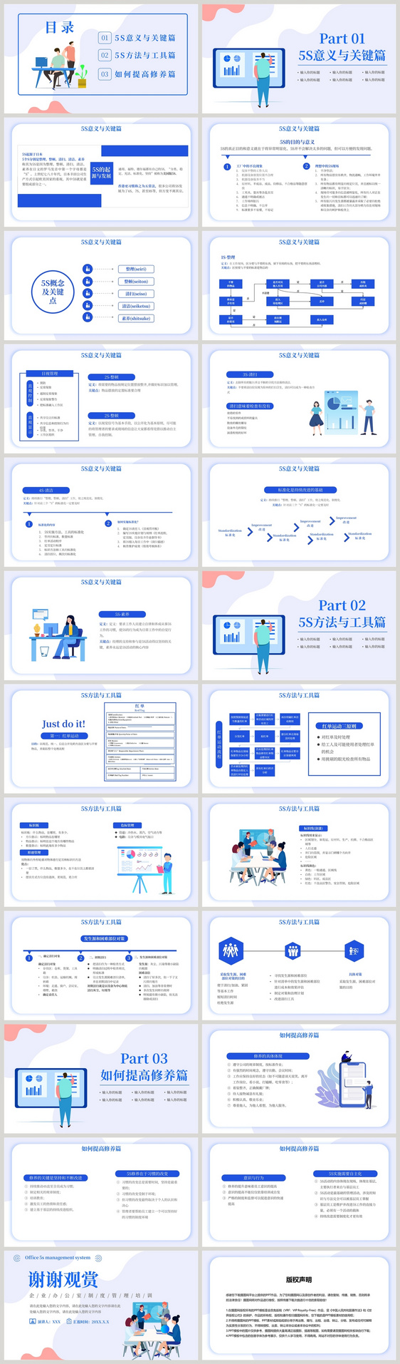 蓝色办公室5s管理制度培训PPT模板