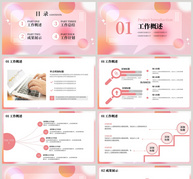 粉色小清新通用述职报告PPT模板ppt文档