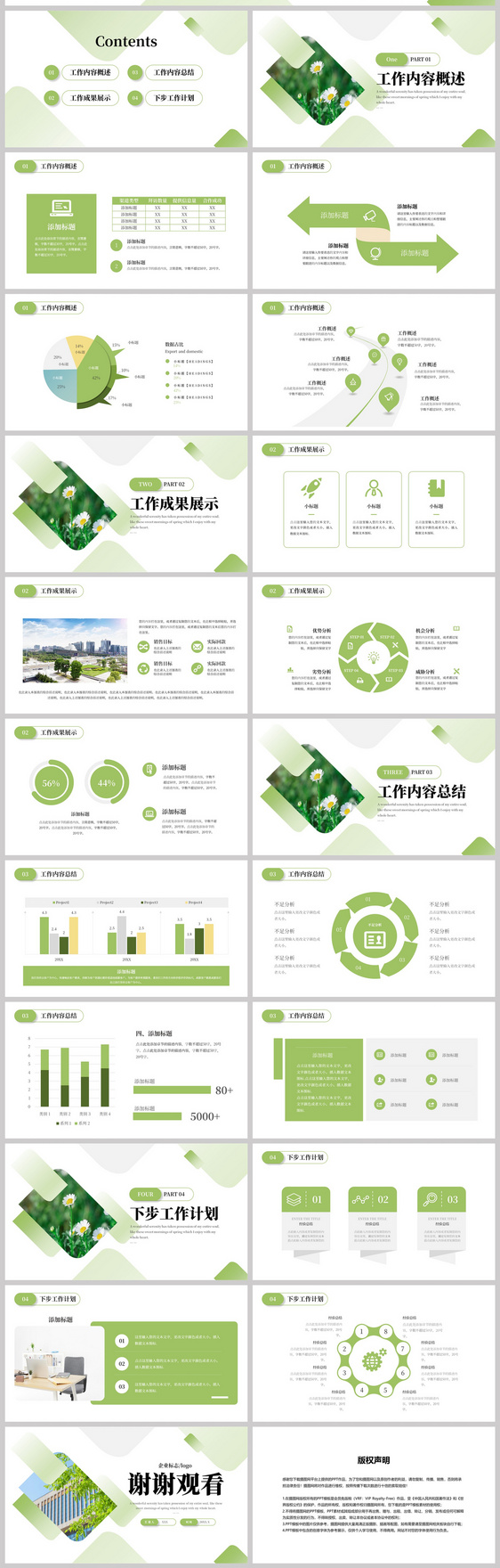 绿色部门通用工作总结PPT模板