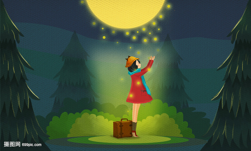 月光下踮脚祈祷的女孩