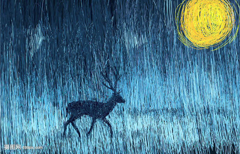 月光下的麋鹿