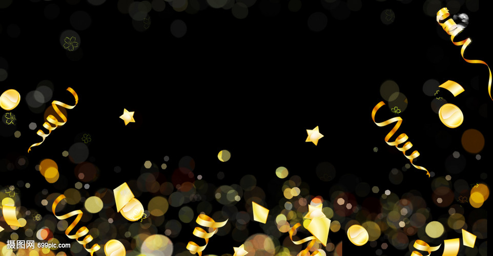 黑色金黄色彩带广告背景