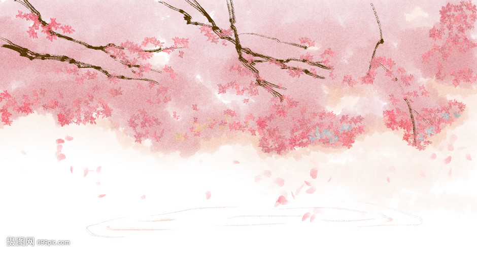 手绘中国风樱花唯美背景