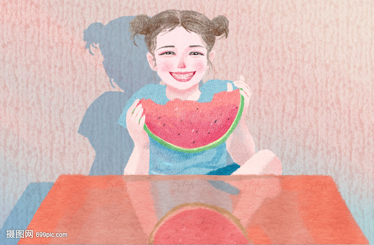 夏天西瓜吃女孩随便你很说话和女生图片