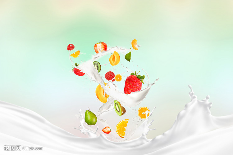 水果牛奶组合