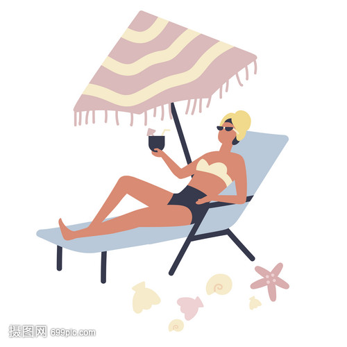 海边度假风情沙滩上时尚泳装女人