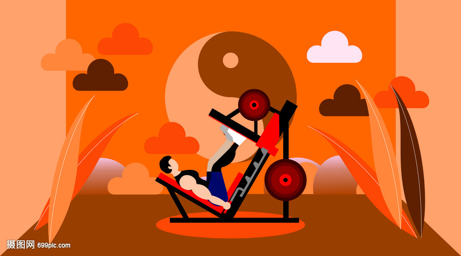 健身房系列-腿部力量扁平矢量插画