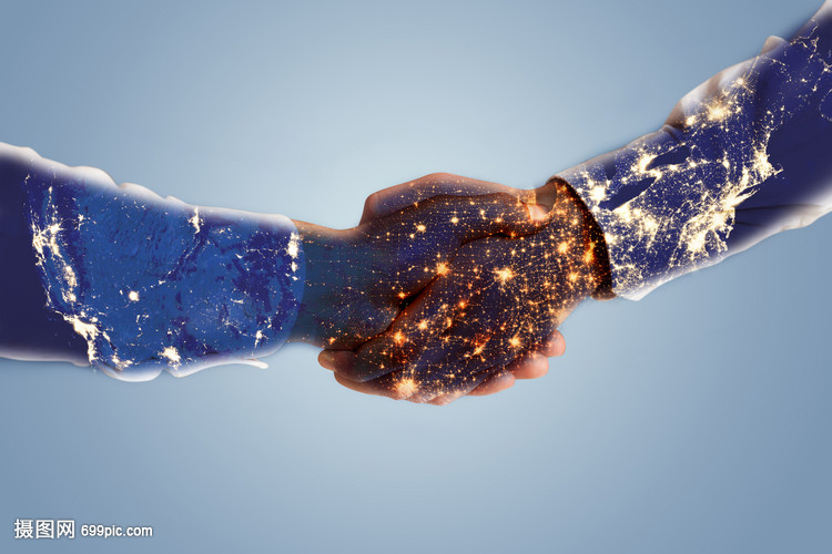 商务握手合作企业服务背景