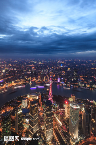 上海陆家嘴金融外滩夜景