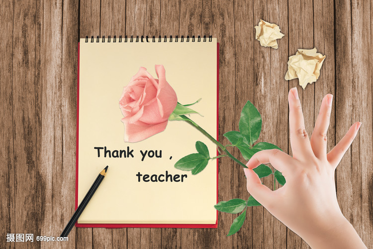 教师节祝福花朵本子桌面摆拍