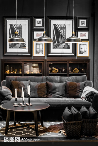 黑金风格客厅布置