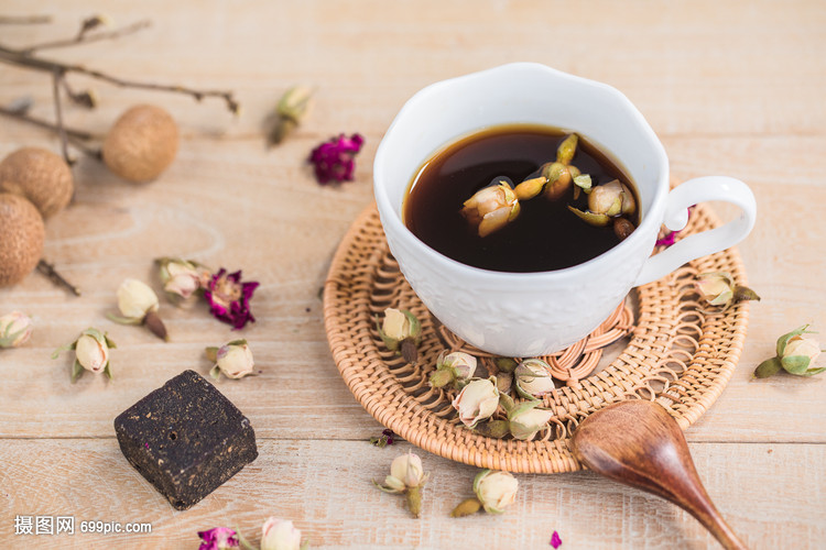 黑糖玫瑰花茶养颜美容摆盘