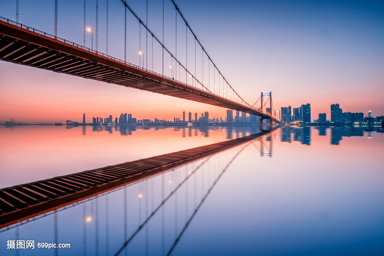 武汉风光夜景鹦鹉洲长江大桥