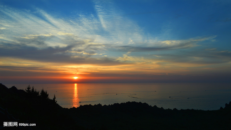 韩国济州岛城山日出峰日出唯美照片