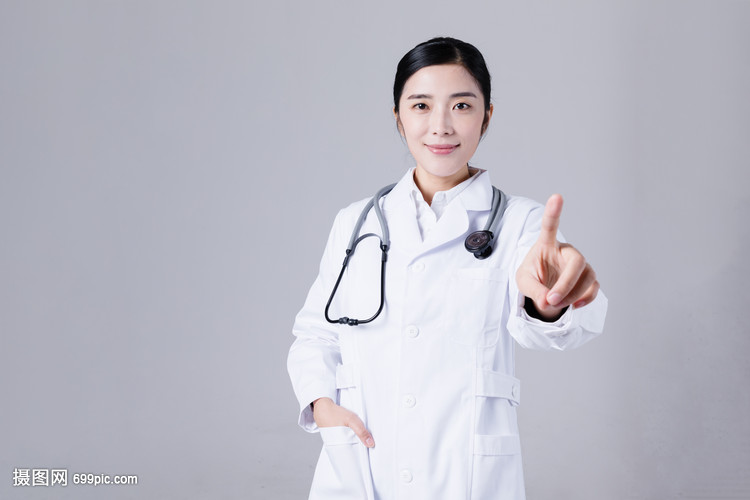 年轻医生手指点触动作