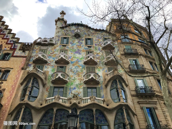 西班牙巴塞罗那城市风光巴特罗之