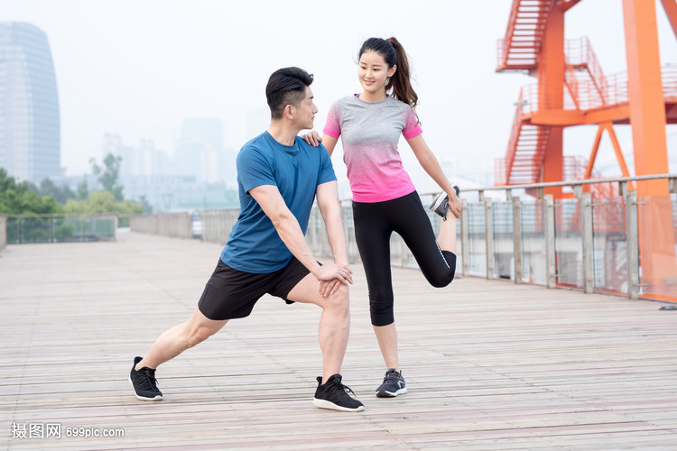 户外运动健身人像热身动作